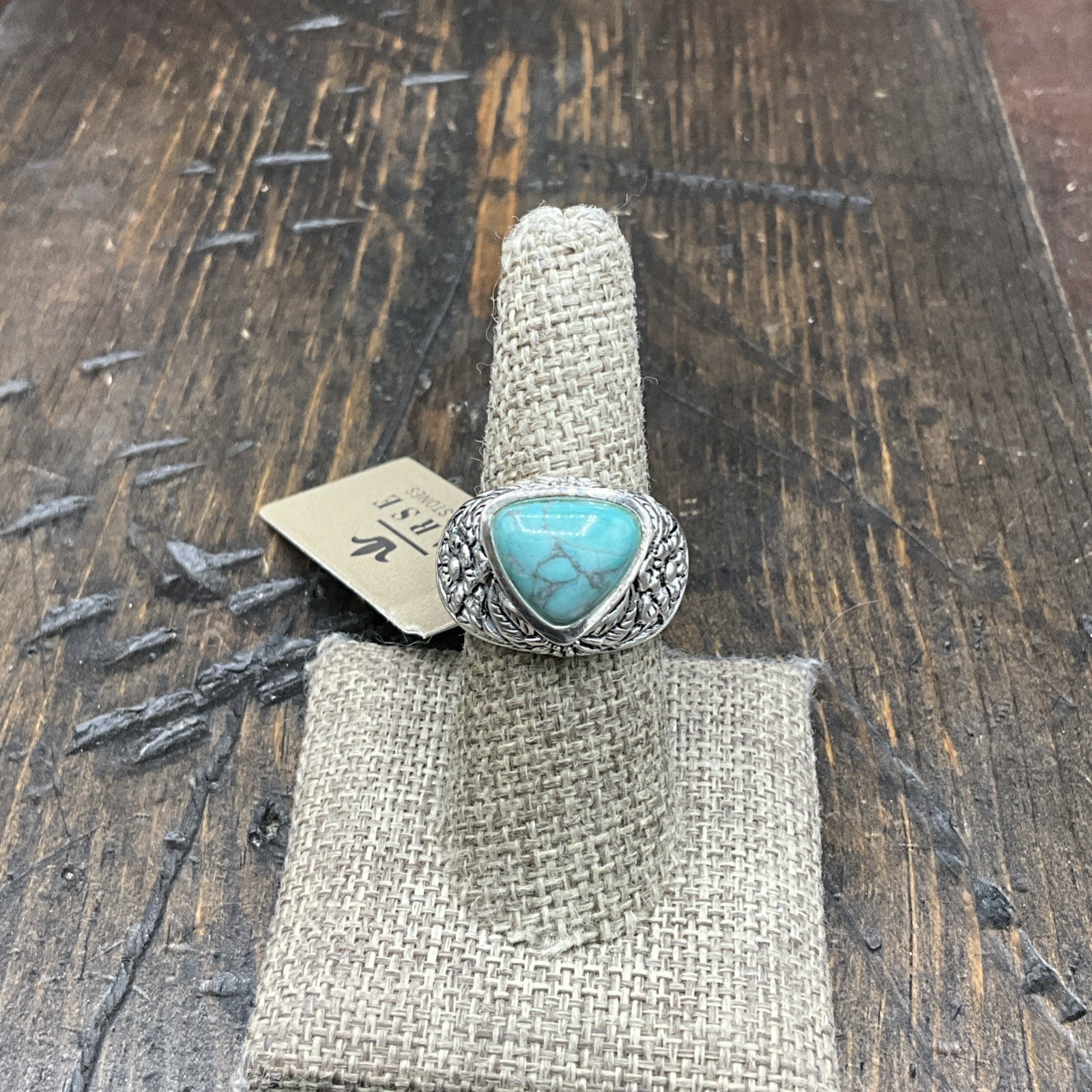 Barse Plumeria Ring- Turquoise- Silver- 8- Nwt